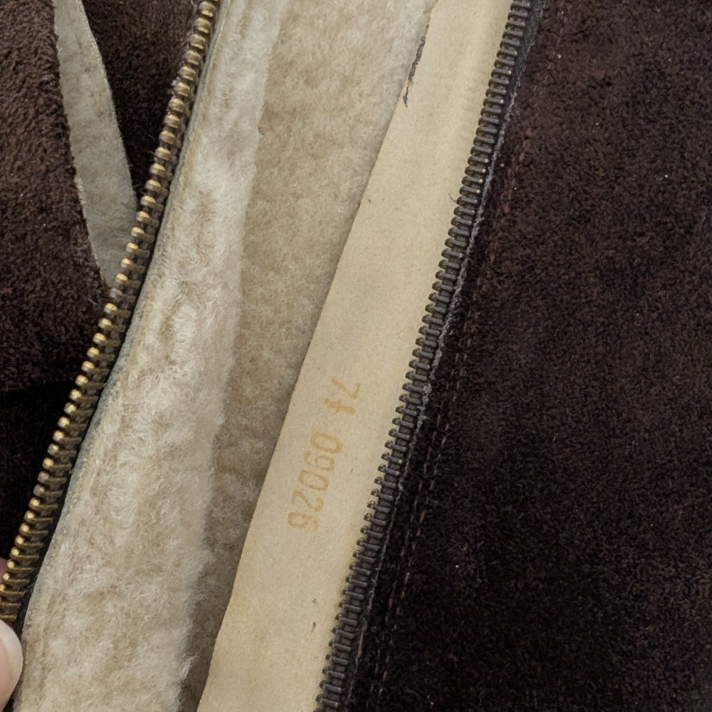 70’s Shearling Suede Boots Calf Height Fitted Vintage Chunky Lined Insulated - Picture 11 of 11